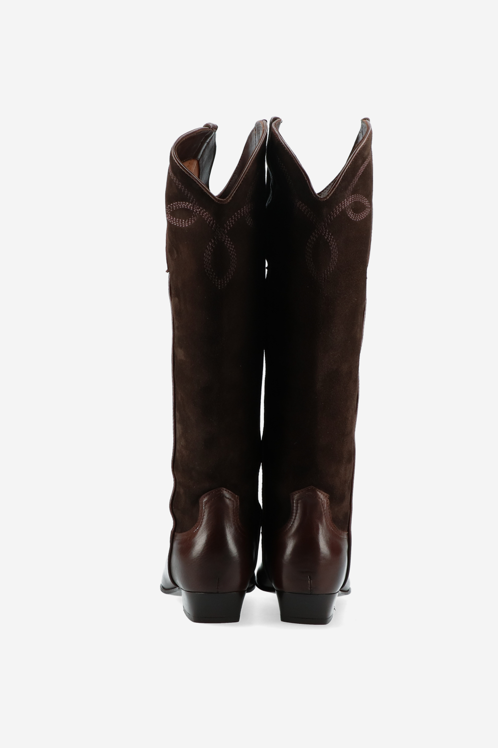 Embroidered leather/suede boots