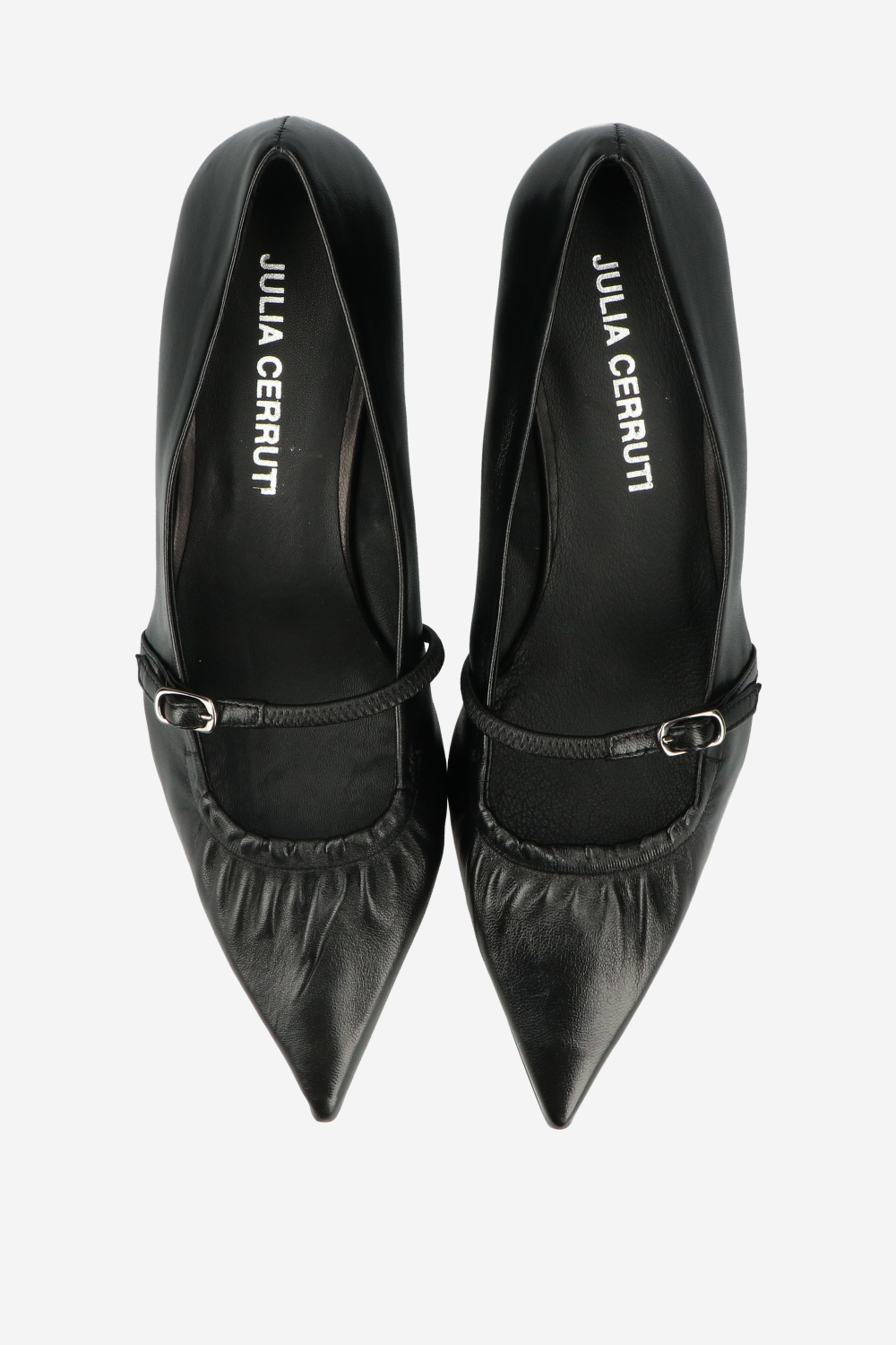 Pointed-toe leather pumps
