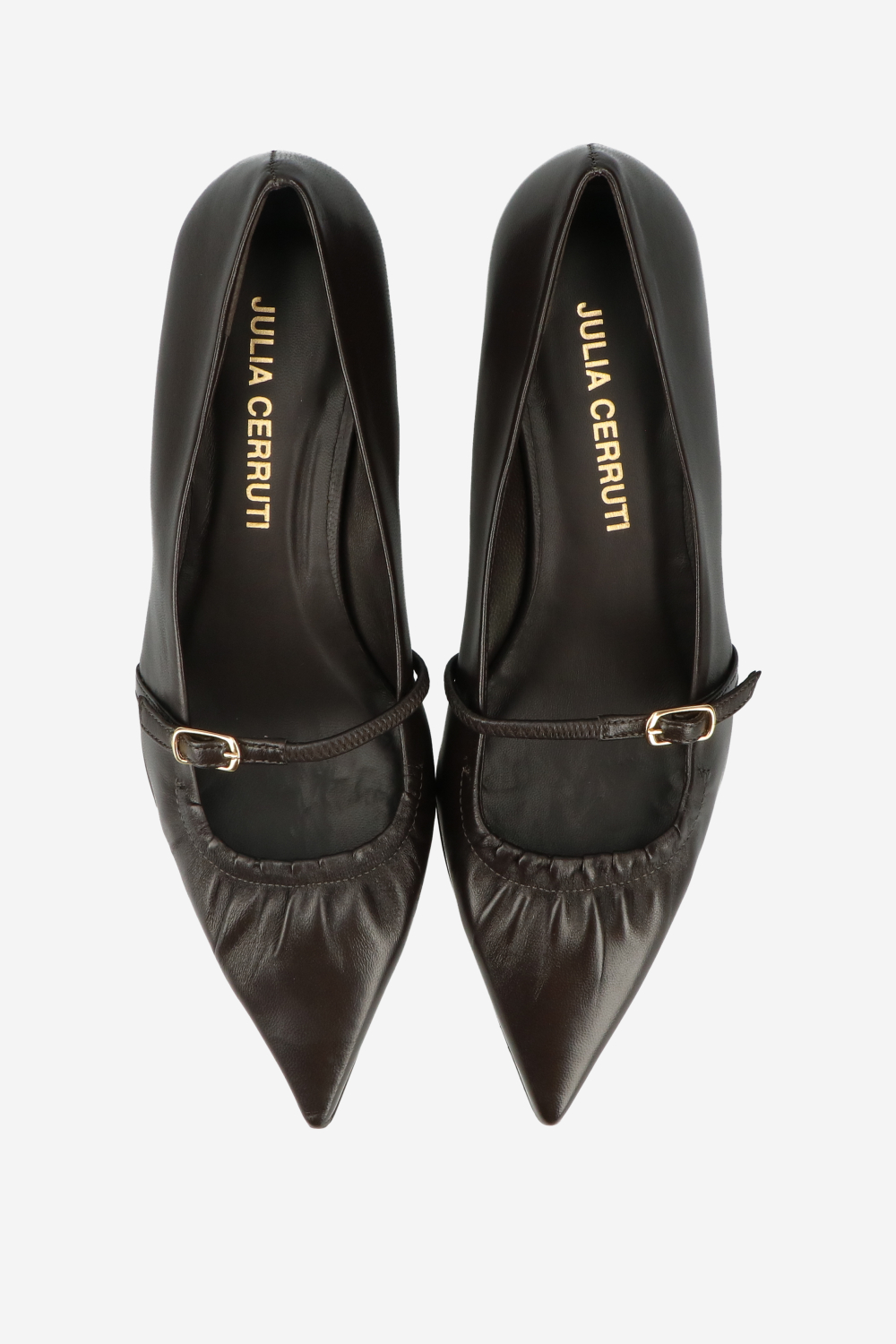 Pointed-toe leather pumps