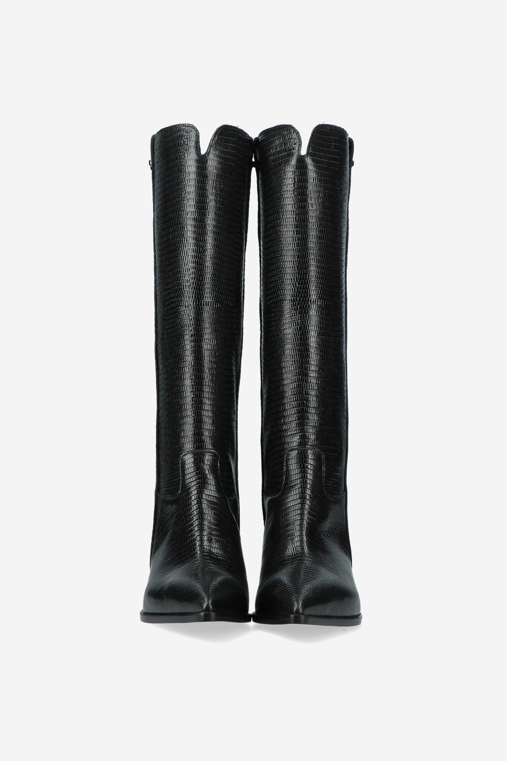 Croco knee-high leather boots
