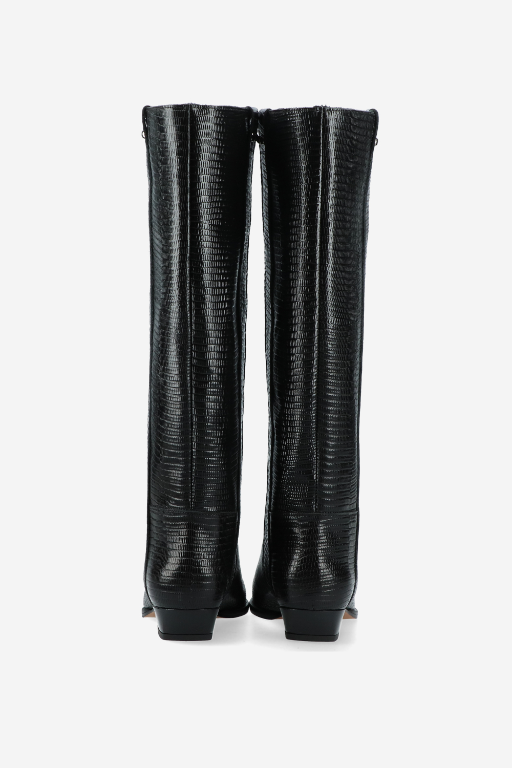 Croco knee-high leather boots