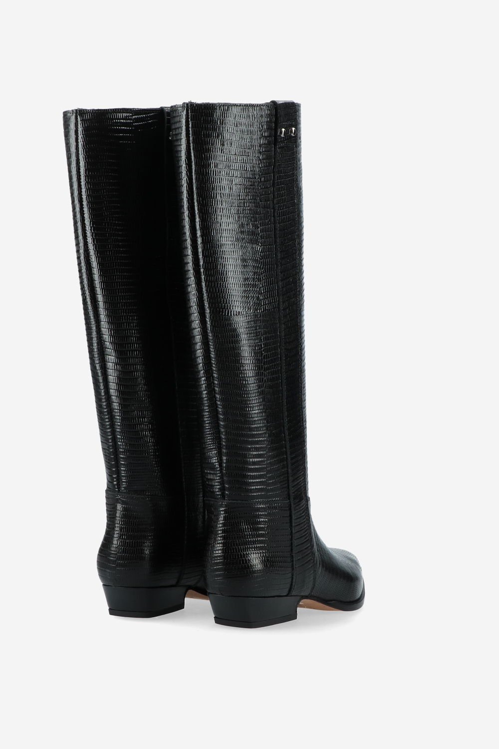 Croco knee-high leather boots
