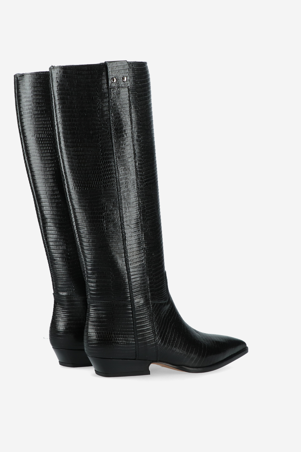 Croco knee-high leather boots