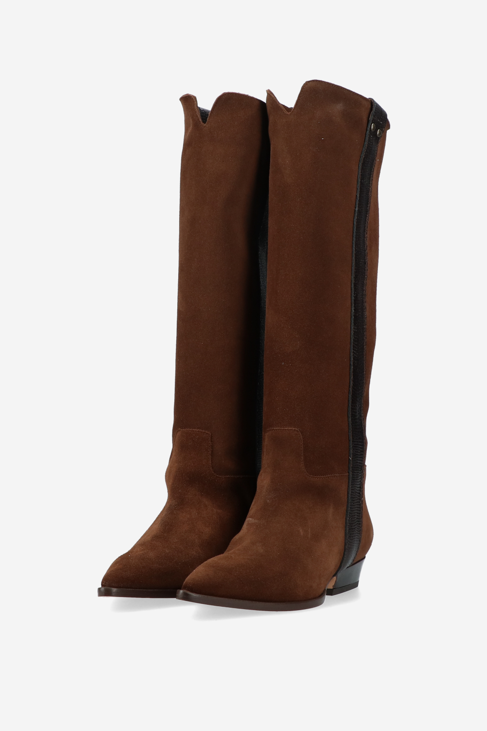 Croco knee-high suede boots
