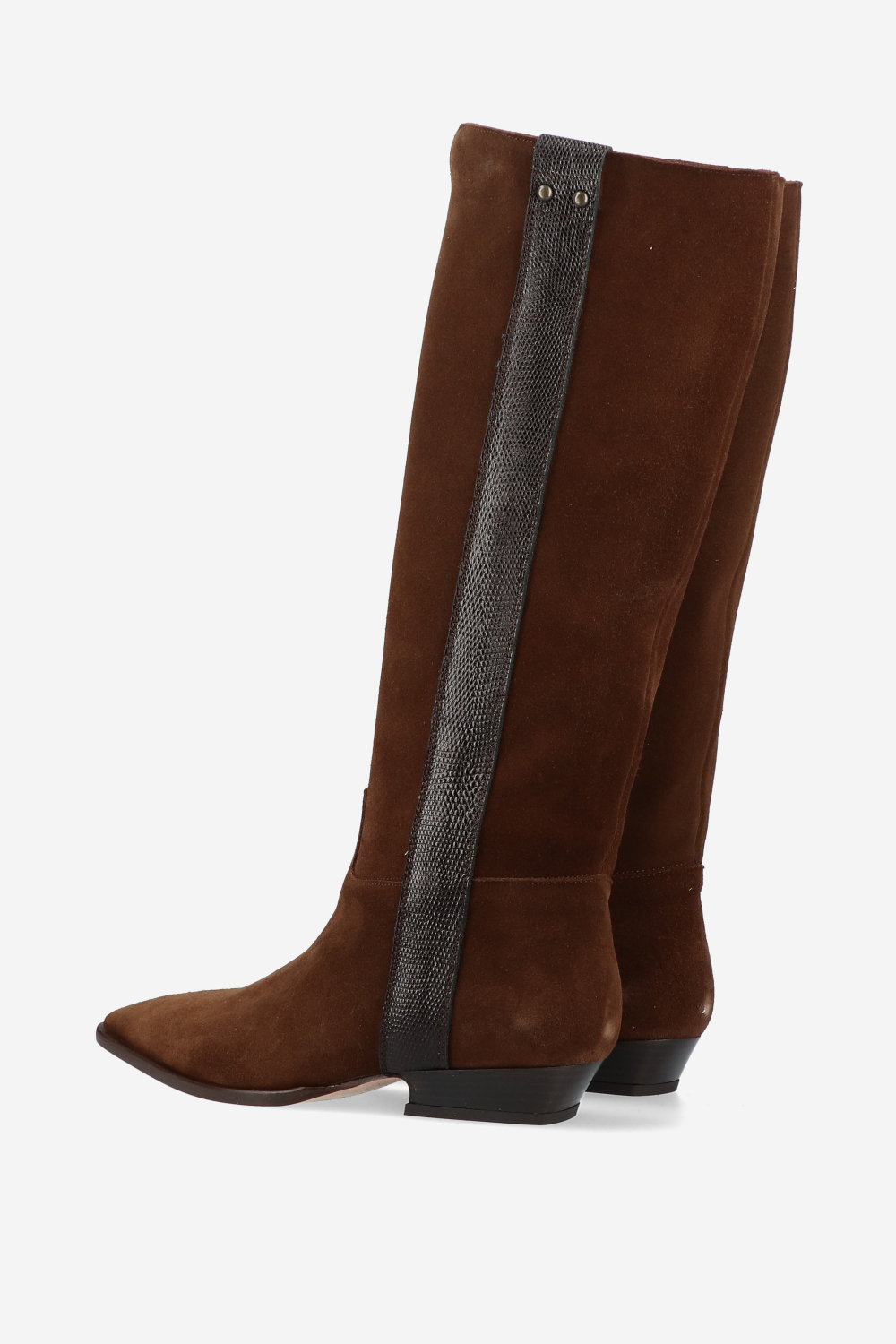 Croco knee-high suede boots