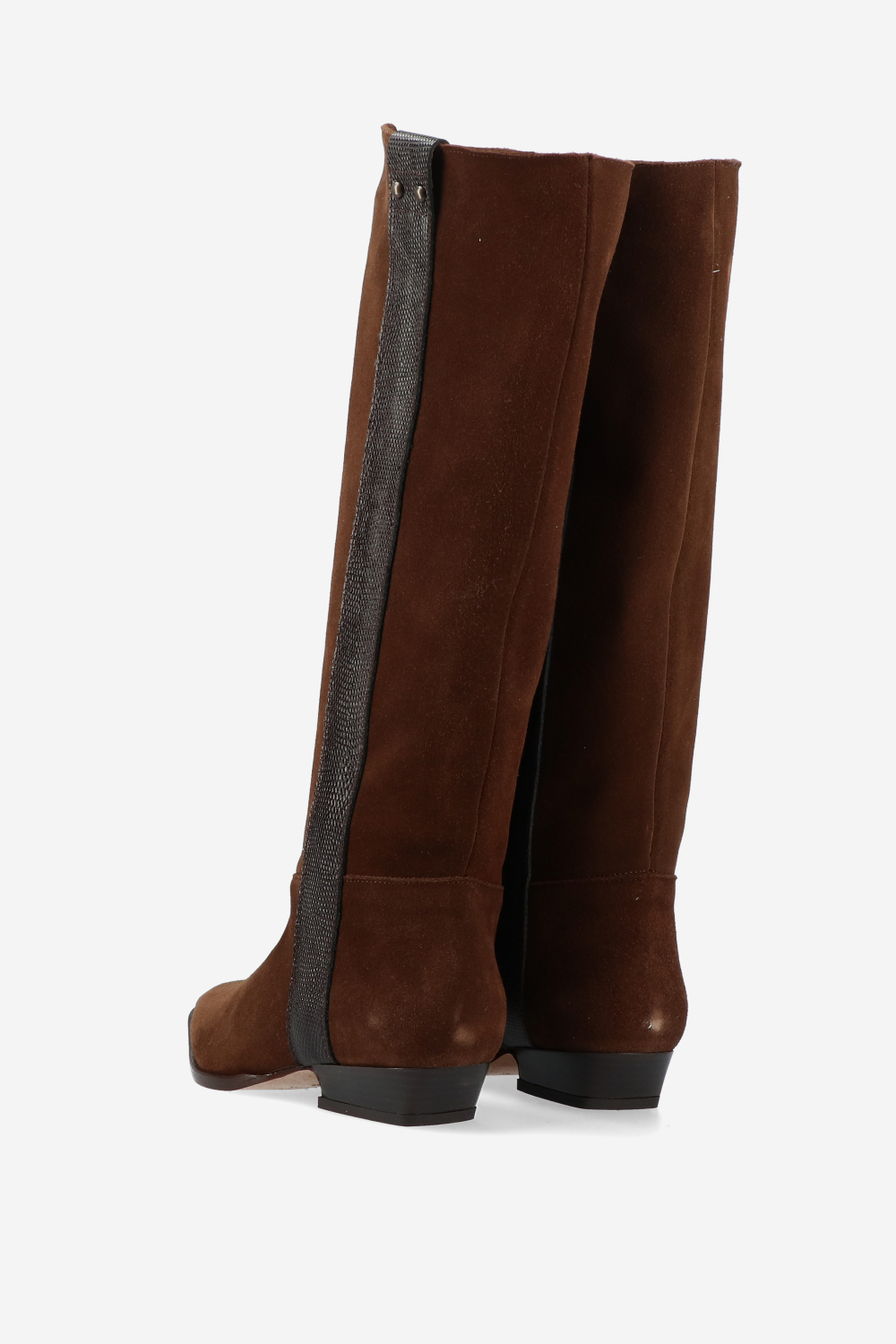 Croco knee-high suede boots