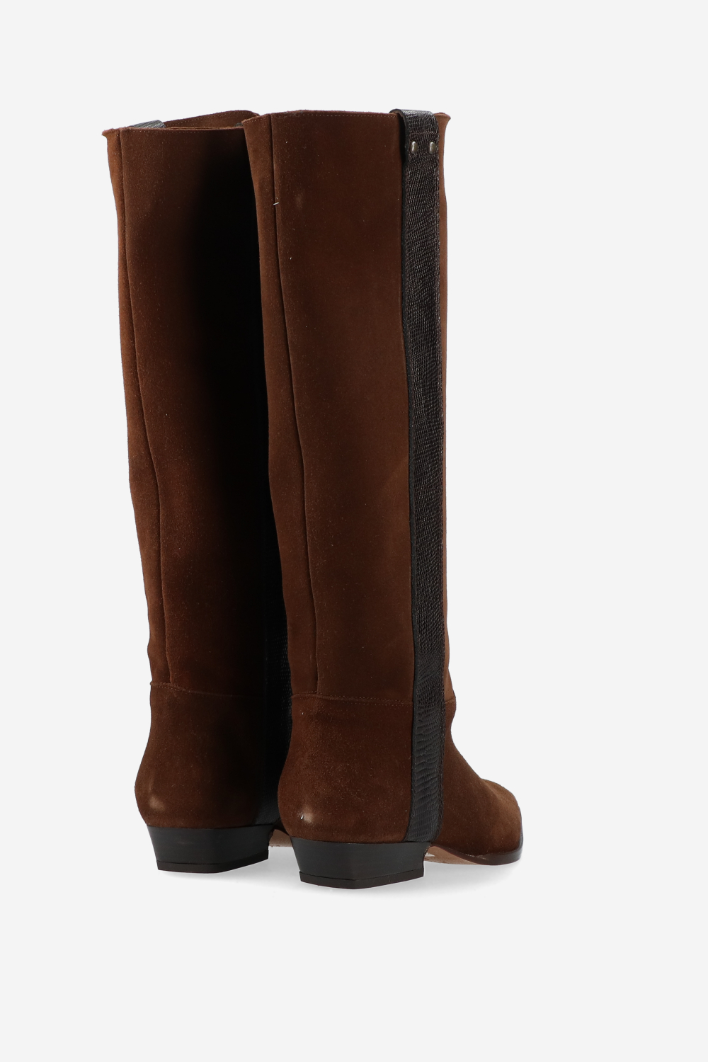 Croco knee-high suede boots