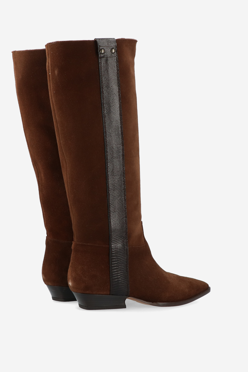 Croco knee-high suede boots