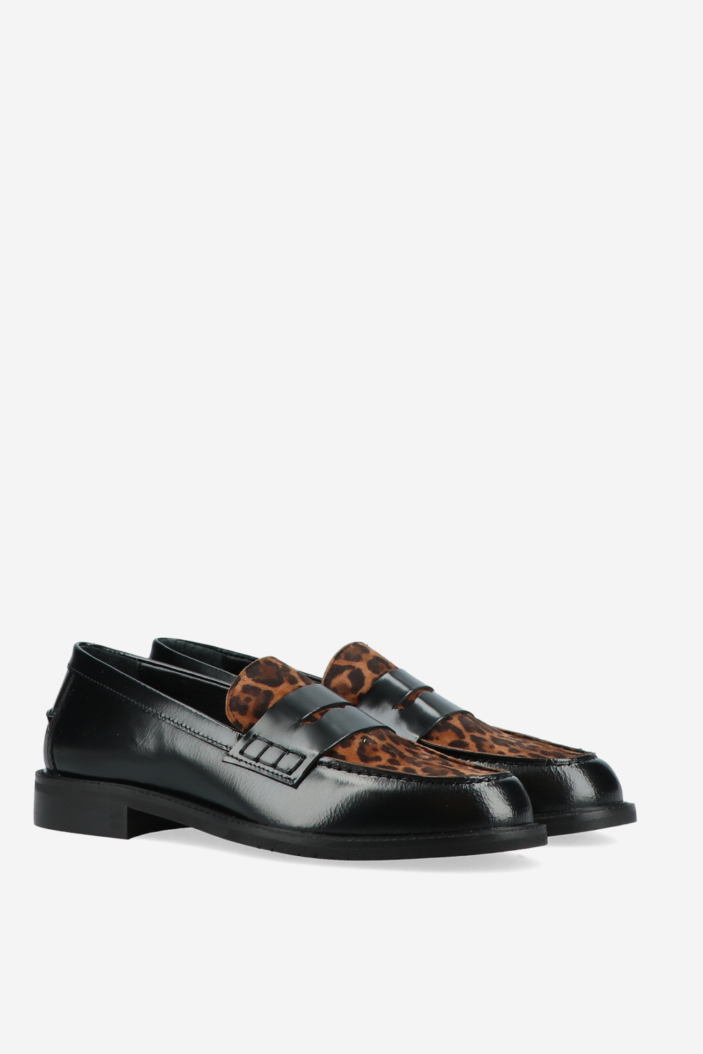 Leather printed suede loafers