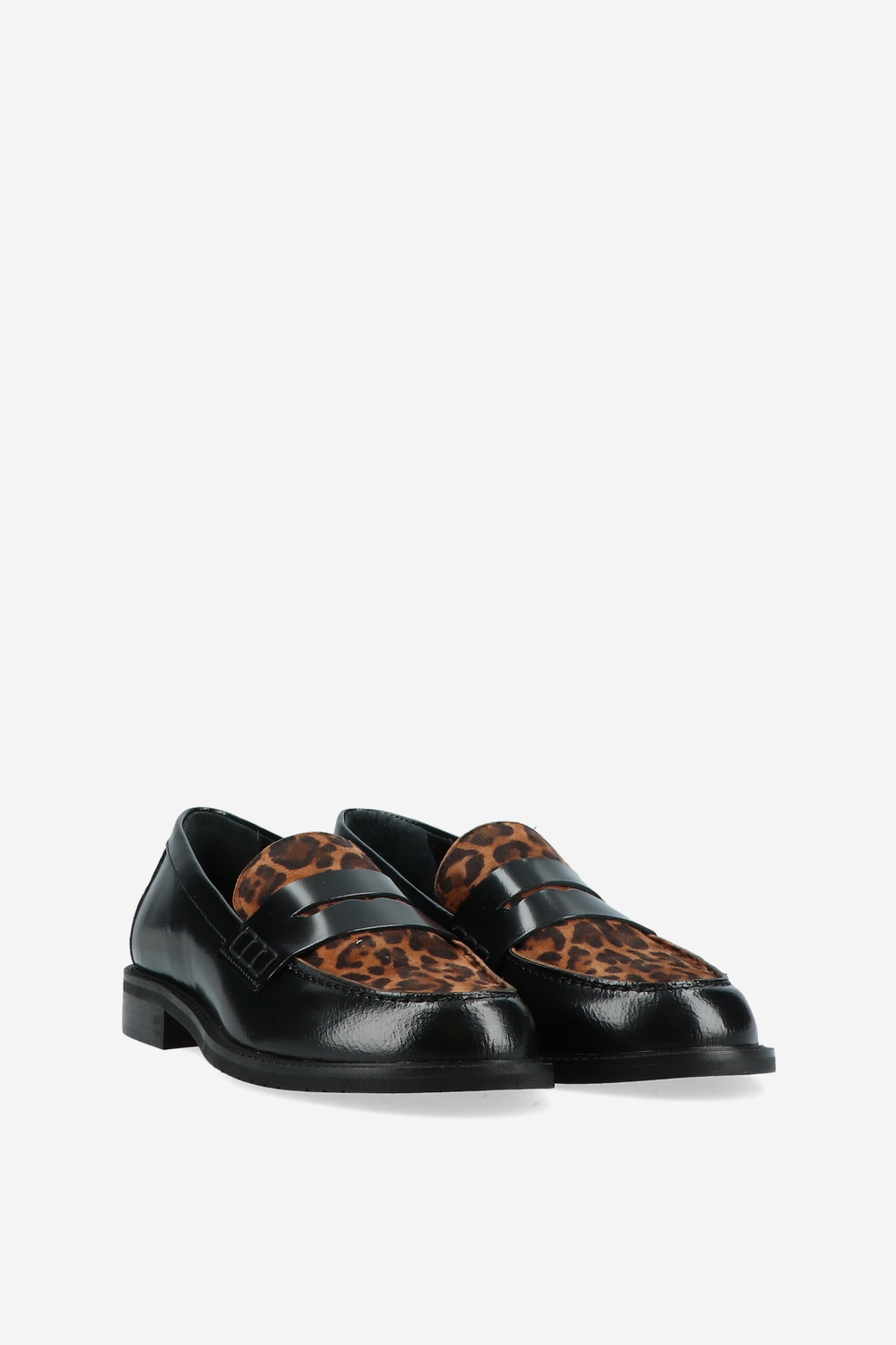 Leather printed suede loafers