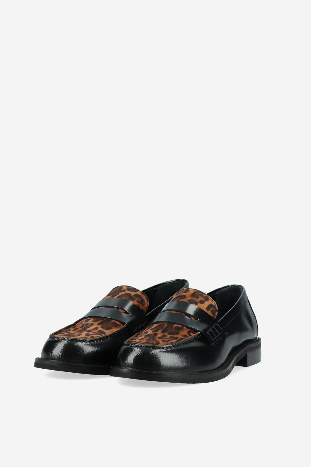 Leather printed suede loafers