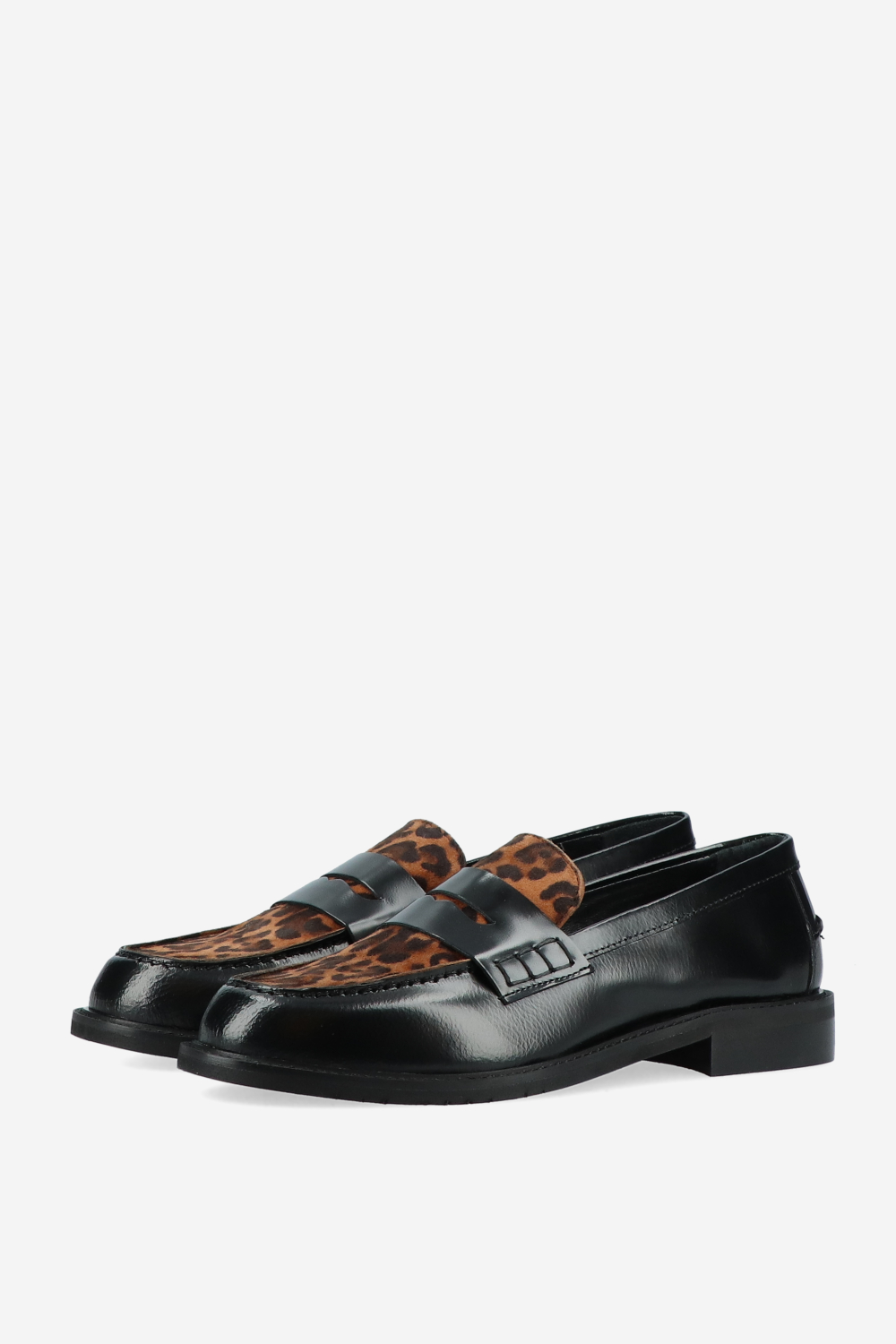 Leather printed suede loafers