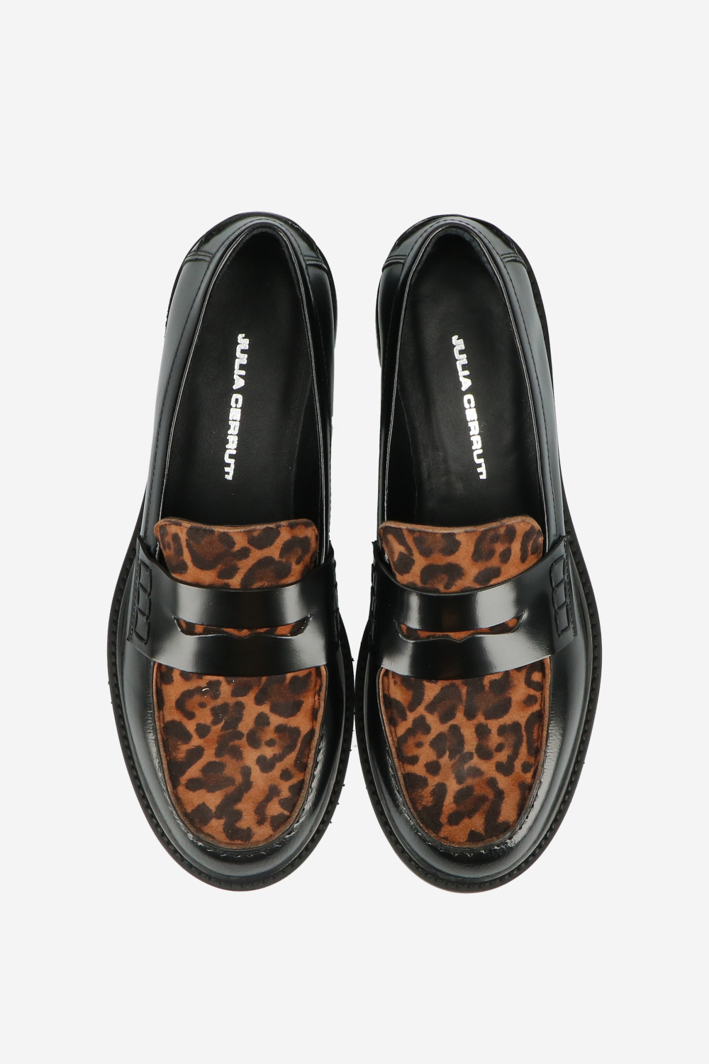 Leather printed suede loafers