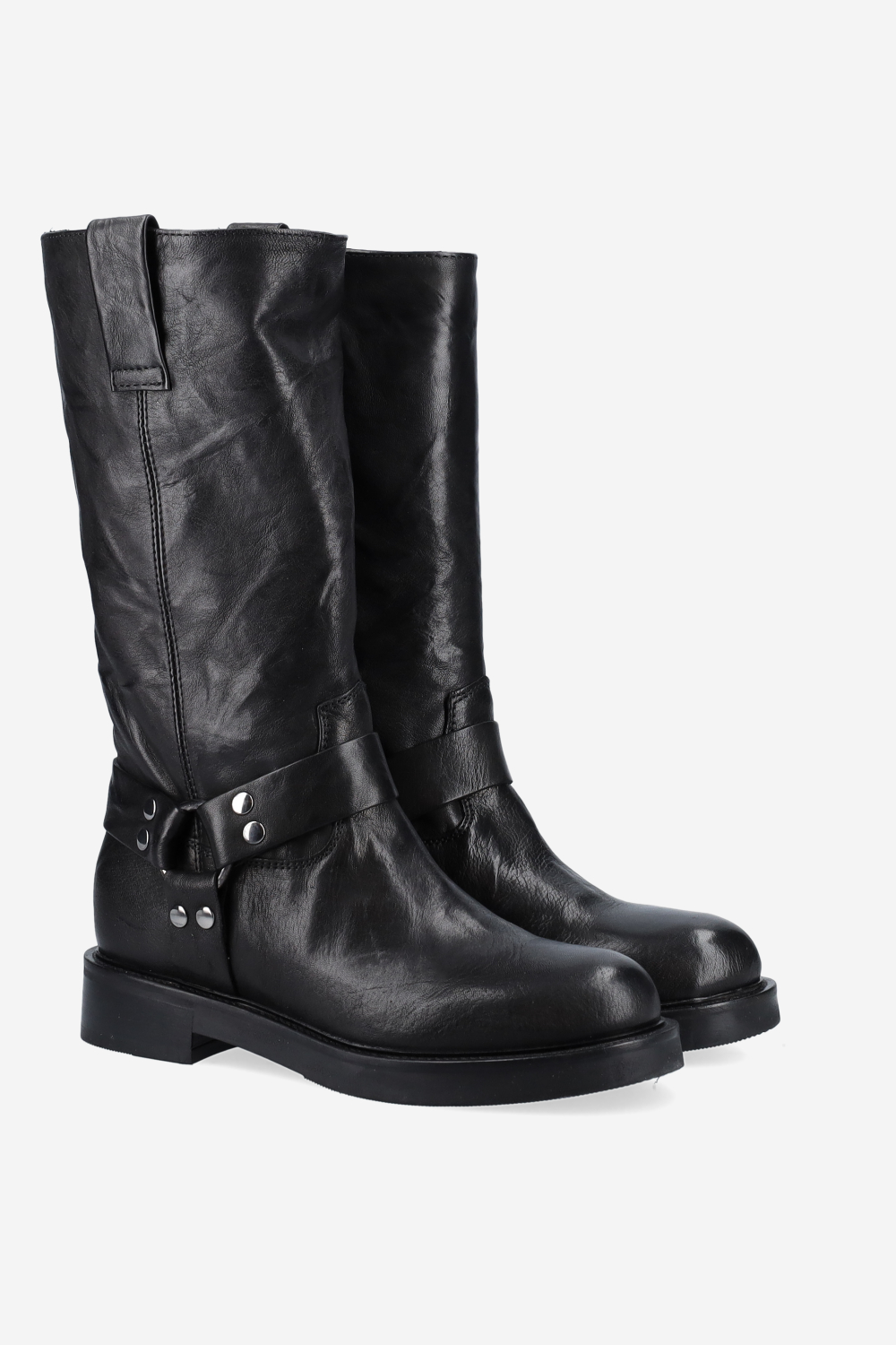 Buckled leather boots