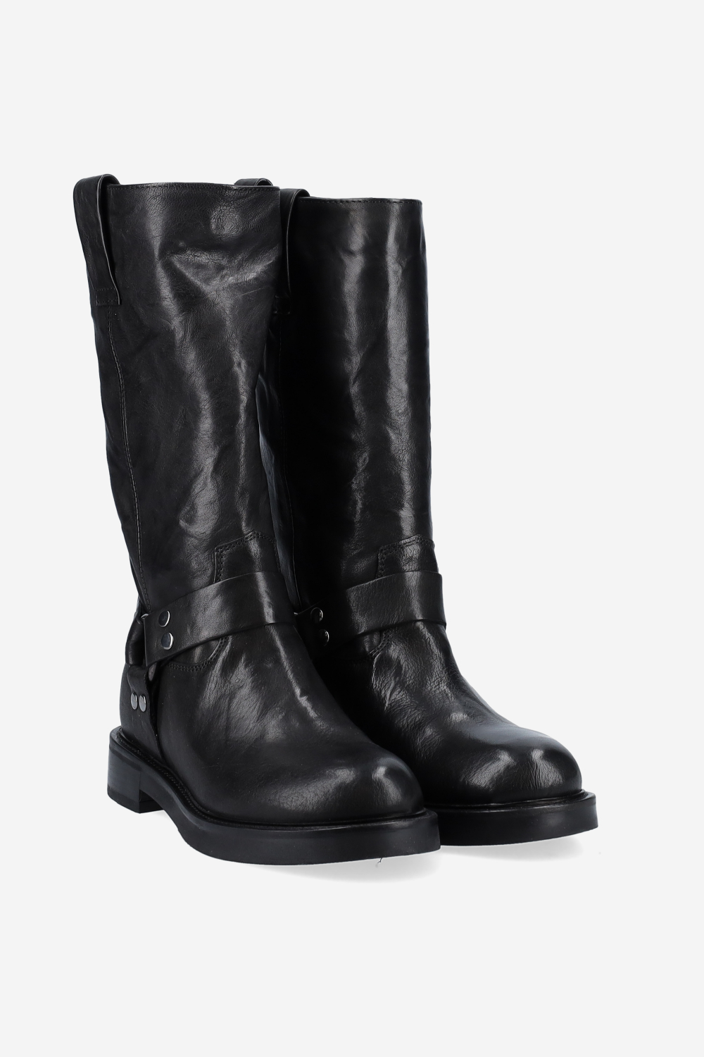 Buckled leather boots