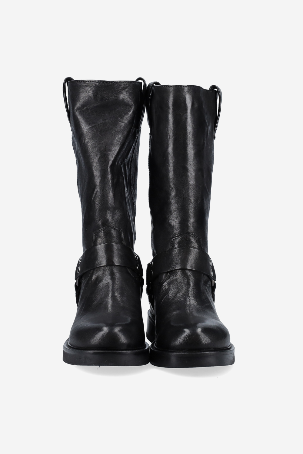 Buckled leather boots