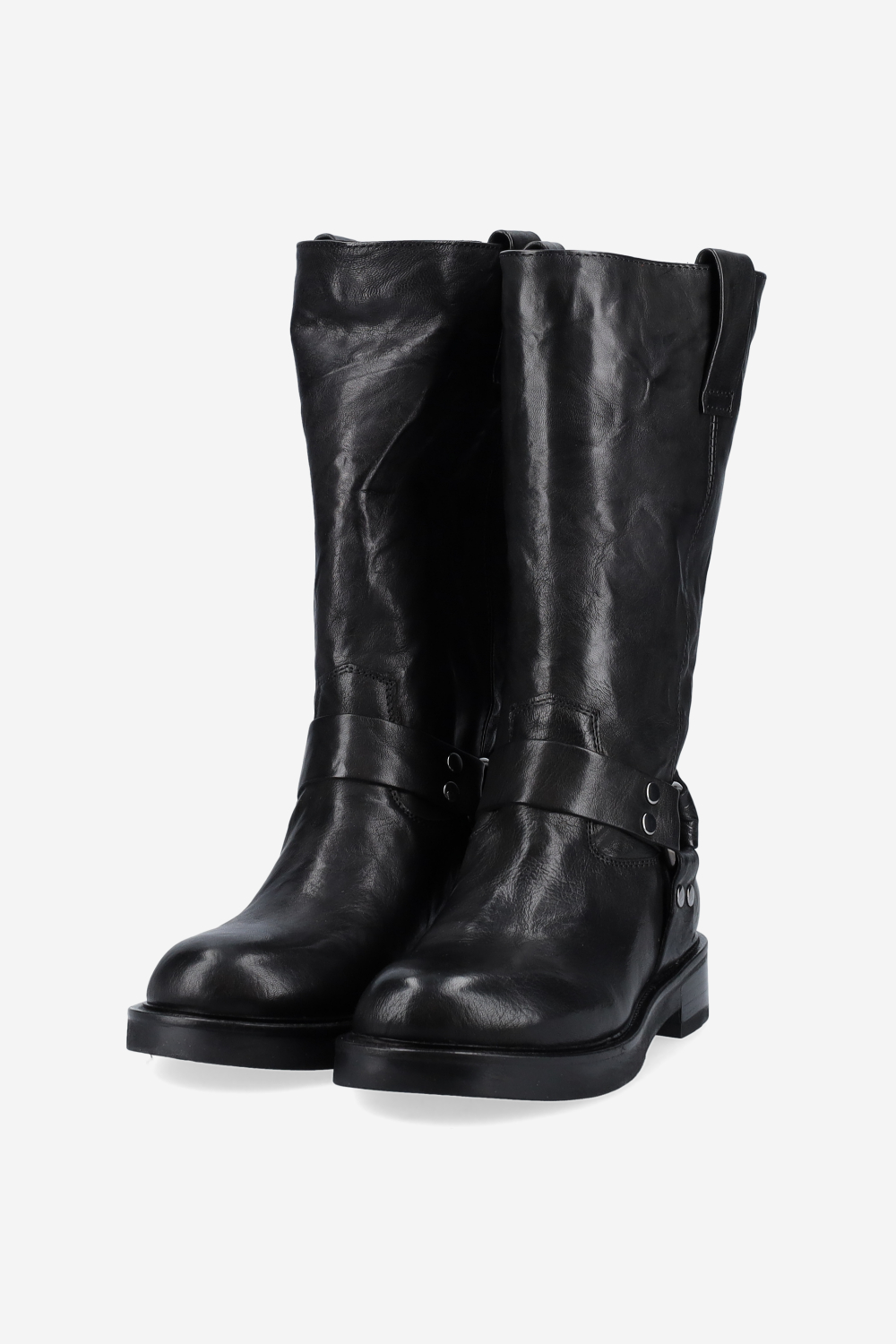 Buckled leather boots