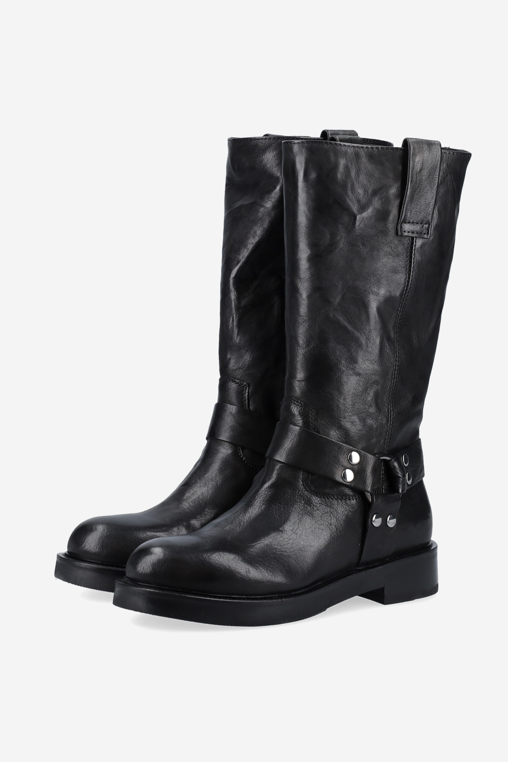 Buckled leather boots