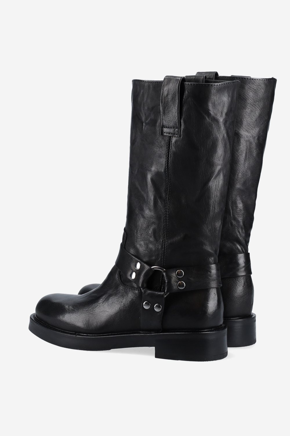Buckled leather boots