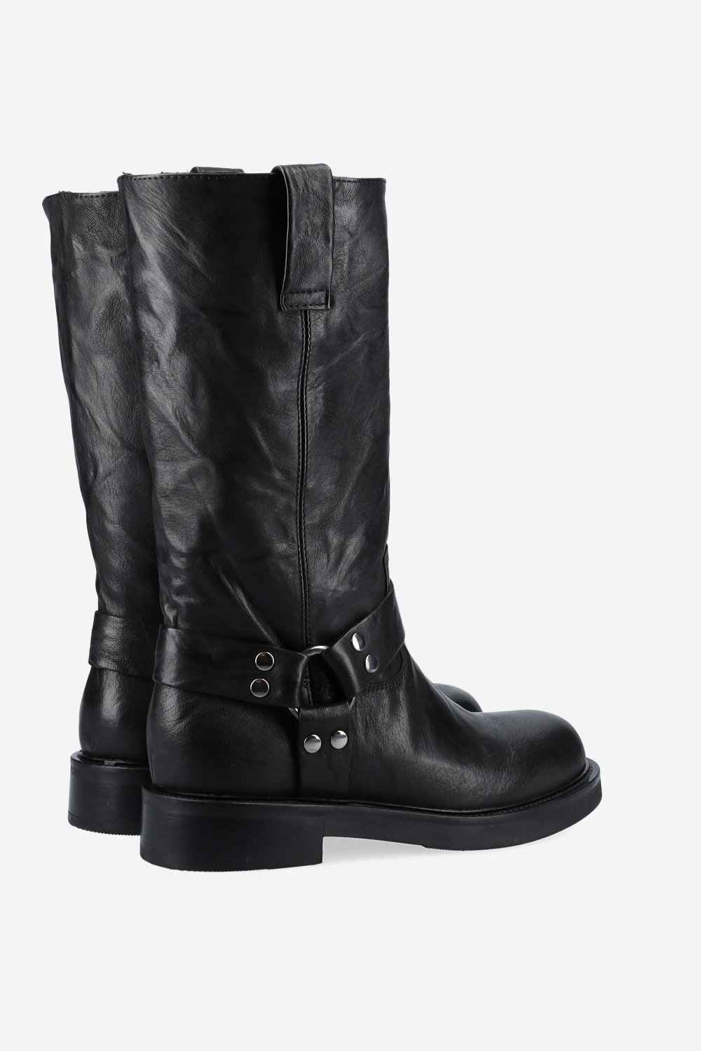 Buckled leather boots