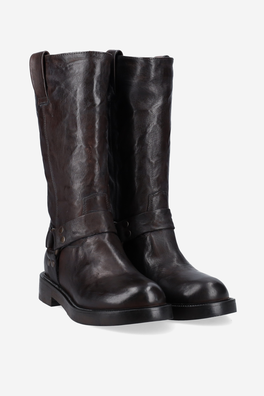 Buckled leather boots