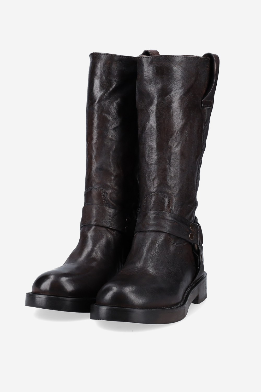 Buckled leather boots