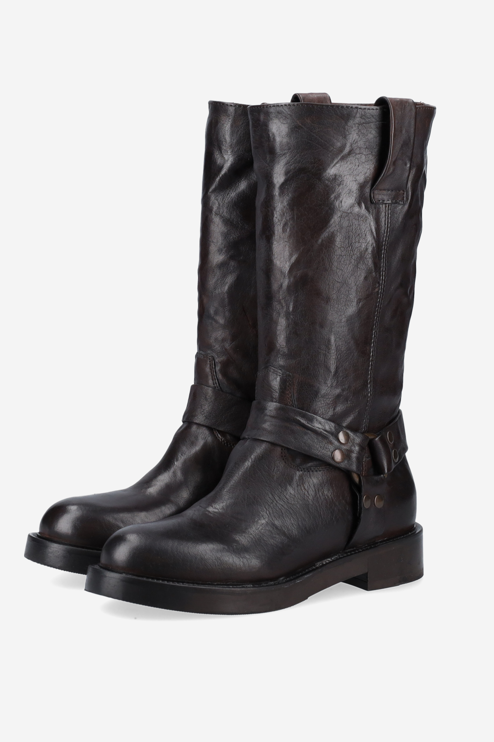 Buckled leather boots