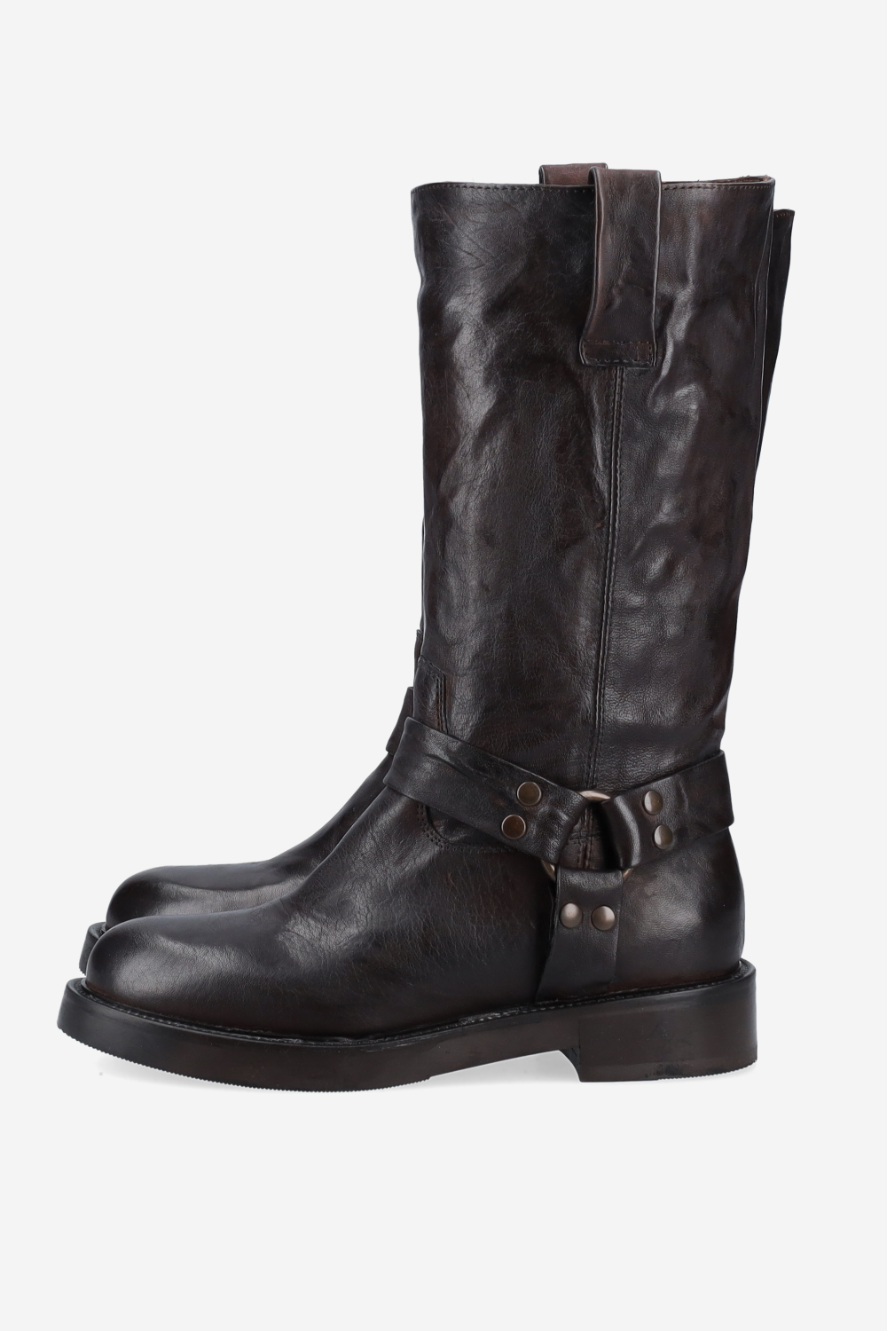 Buckled leather boots