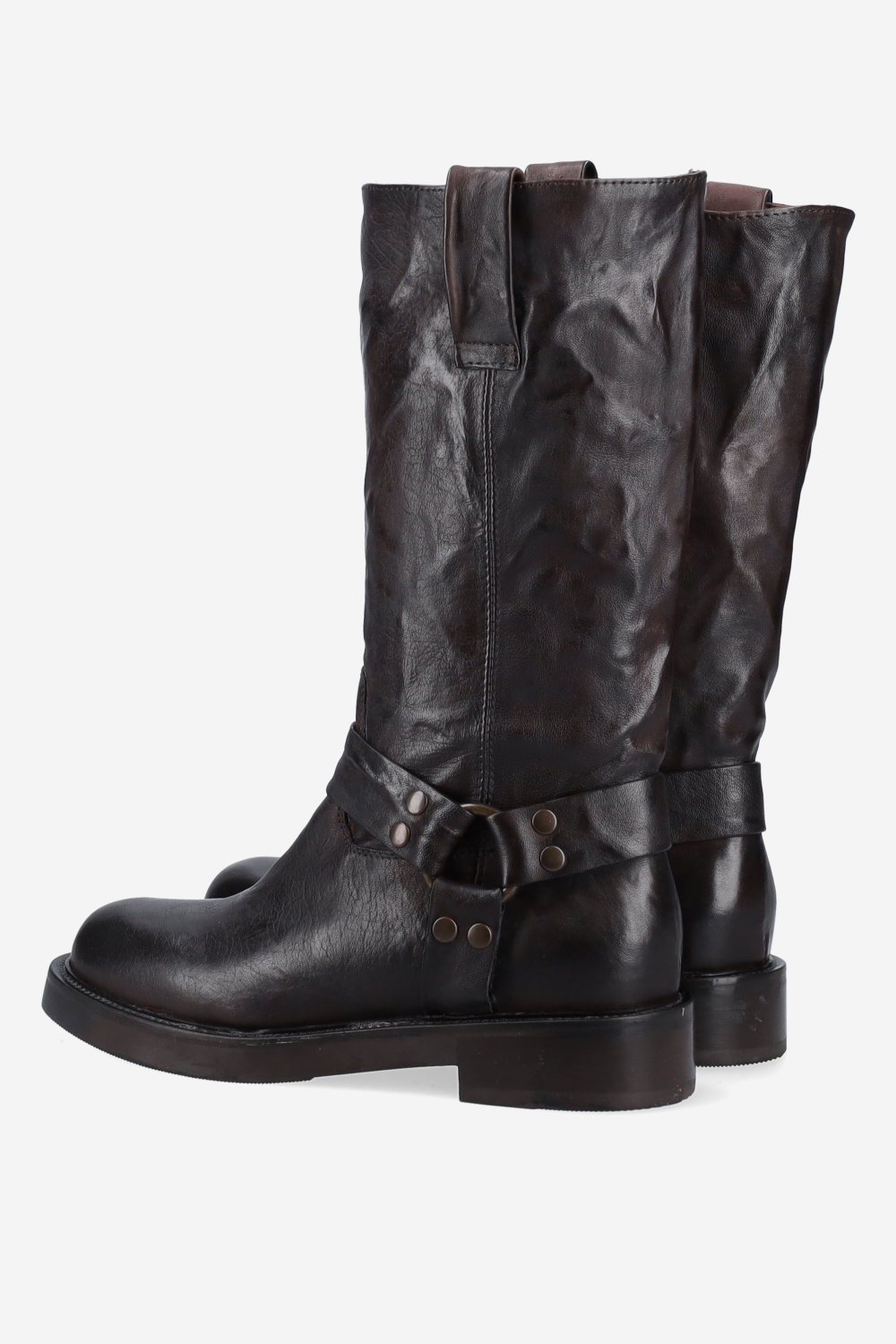 Buckled leather boots