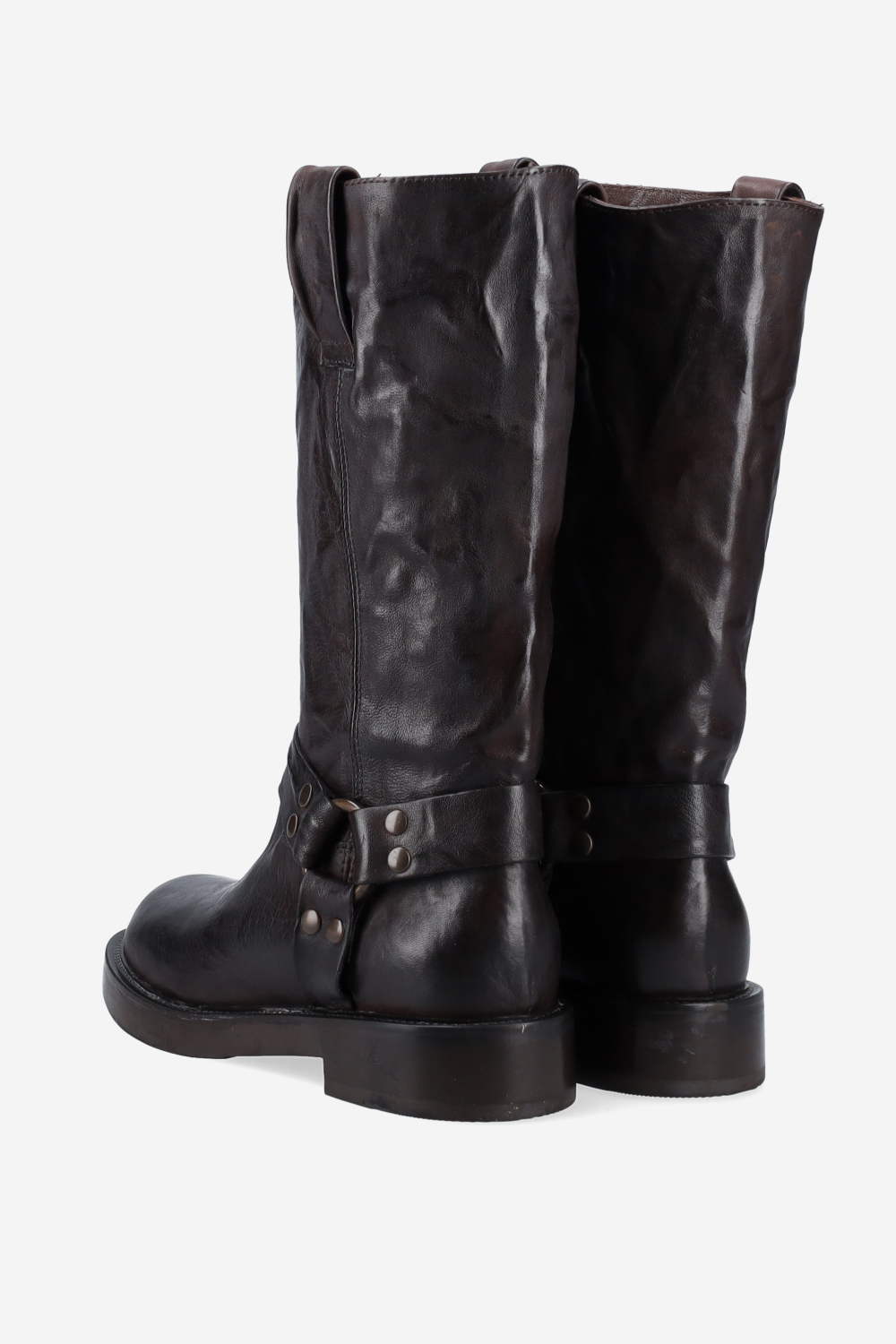 Buckled leather boots