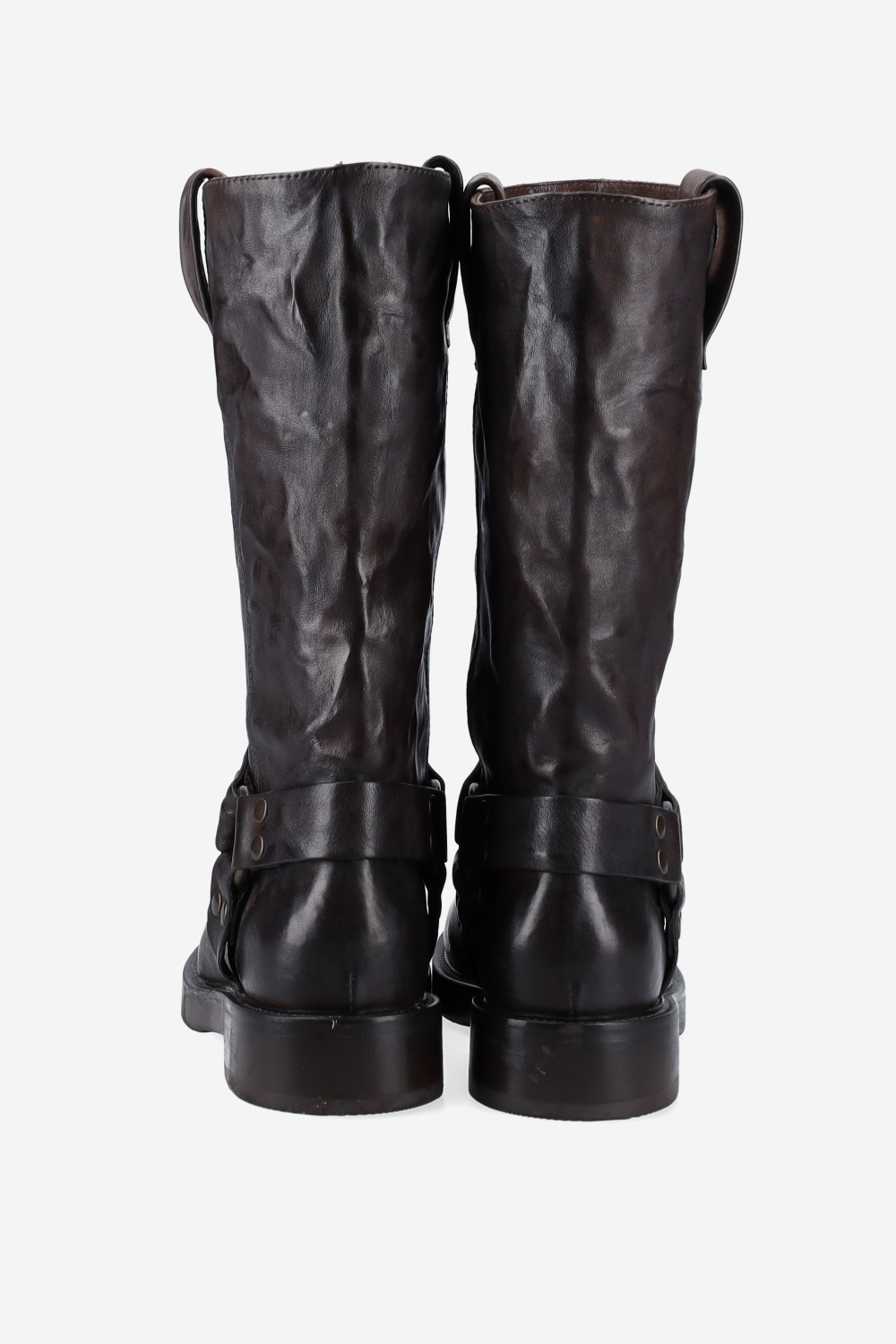 Buckled leather boots