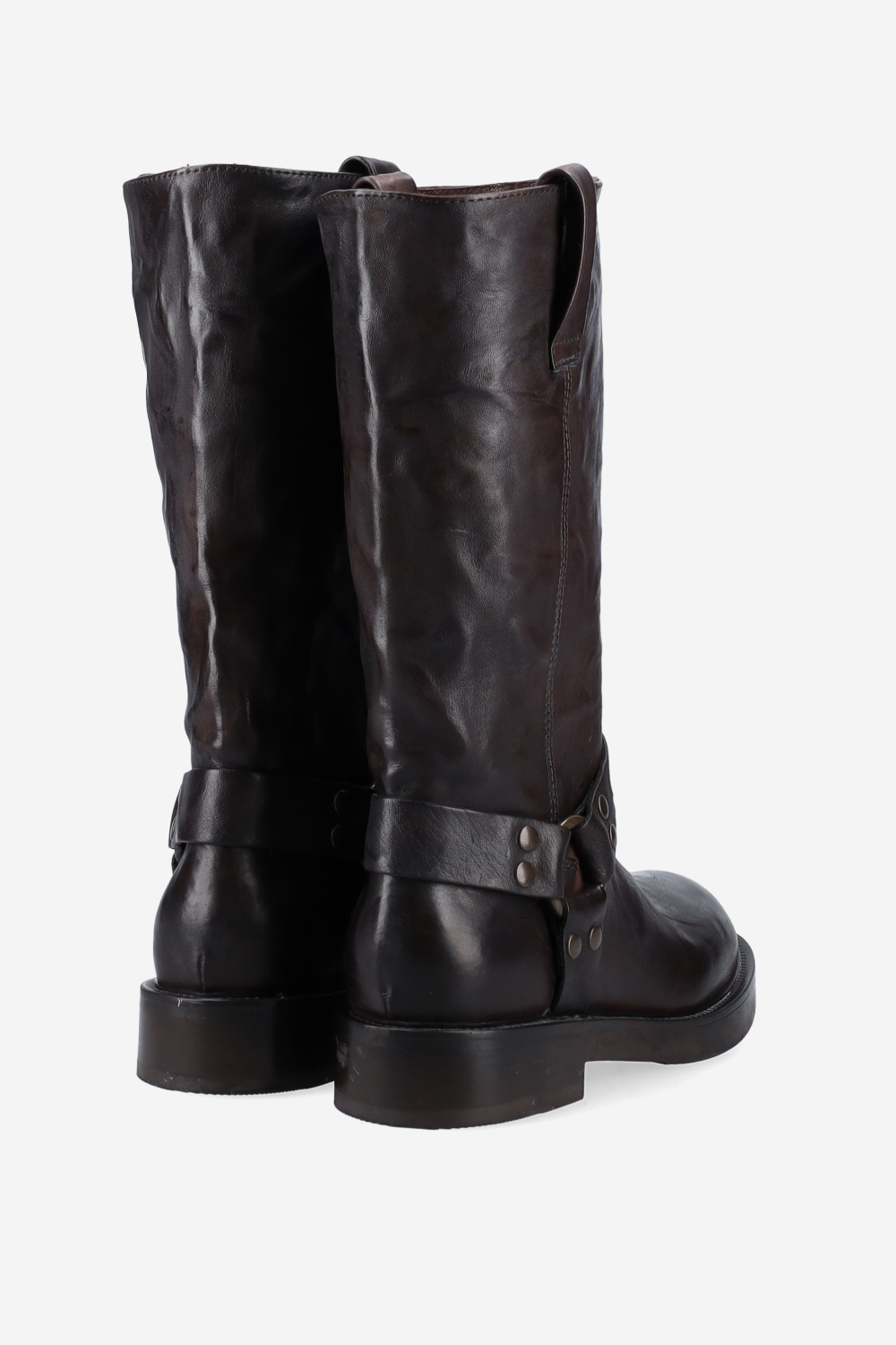 Buckled leather boots