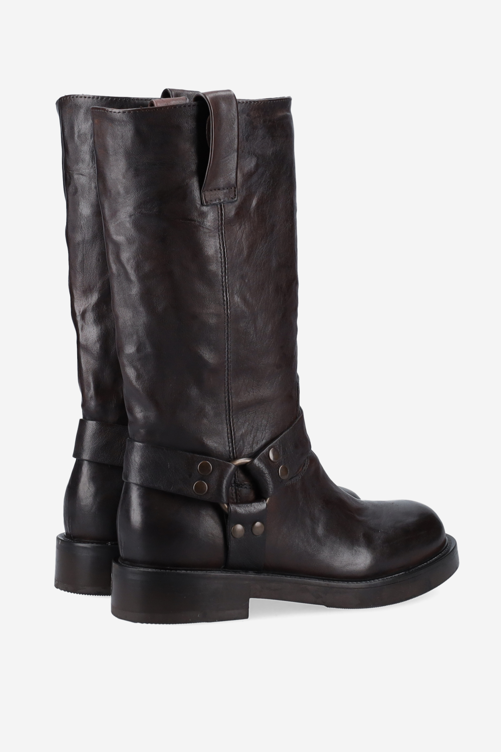 Buckled leather boots