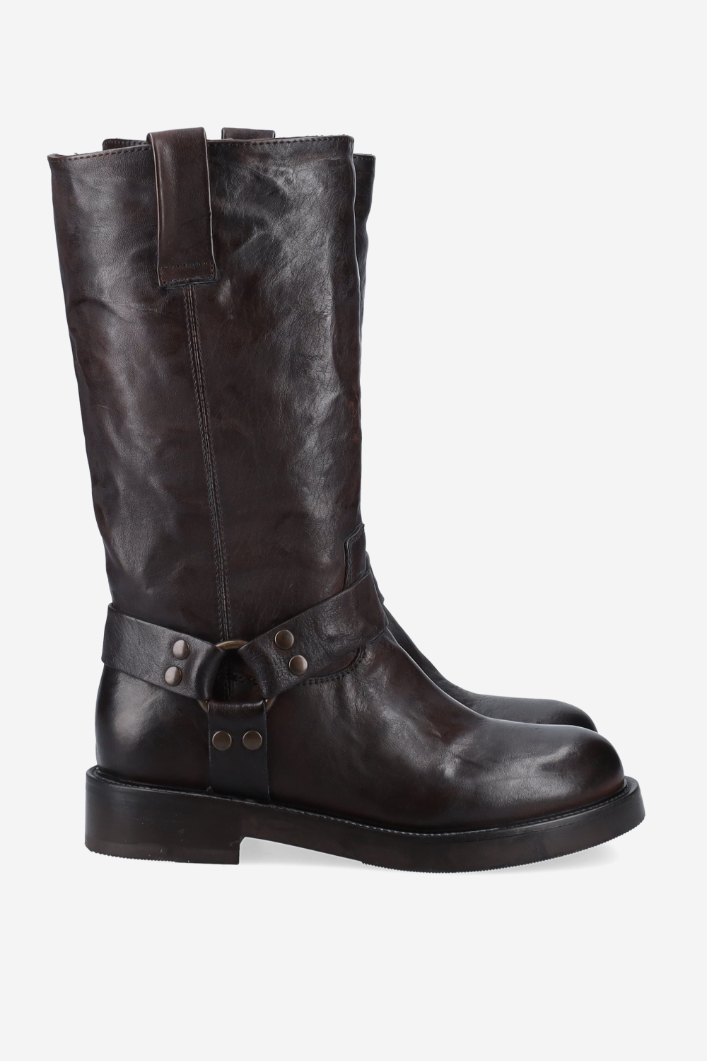 Buckled leather boots