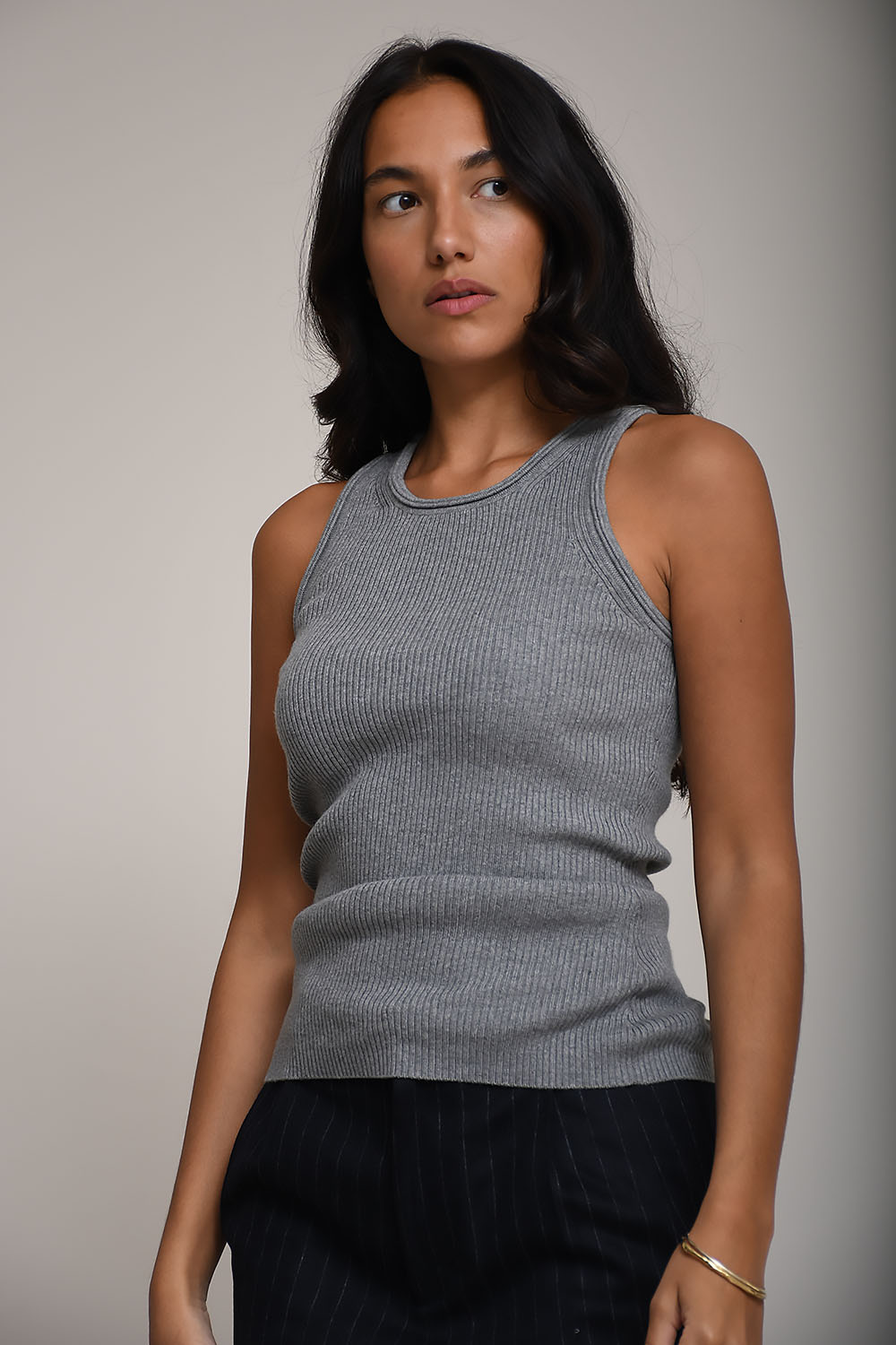 Rhea - Ribbed cotton/cashmere tank top