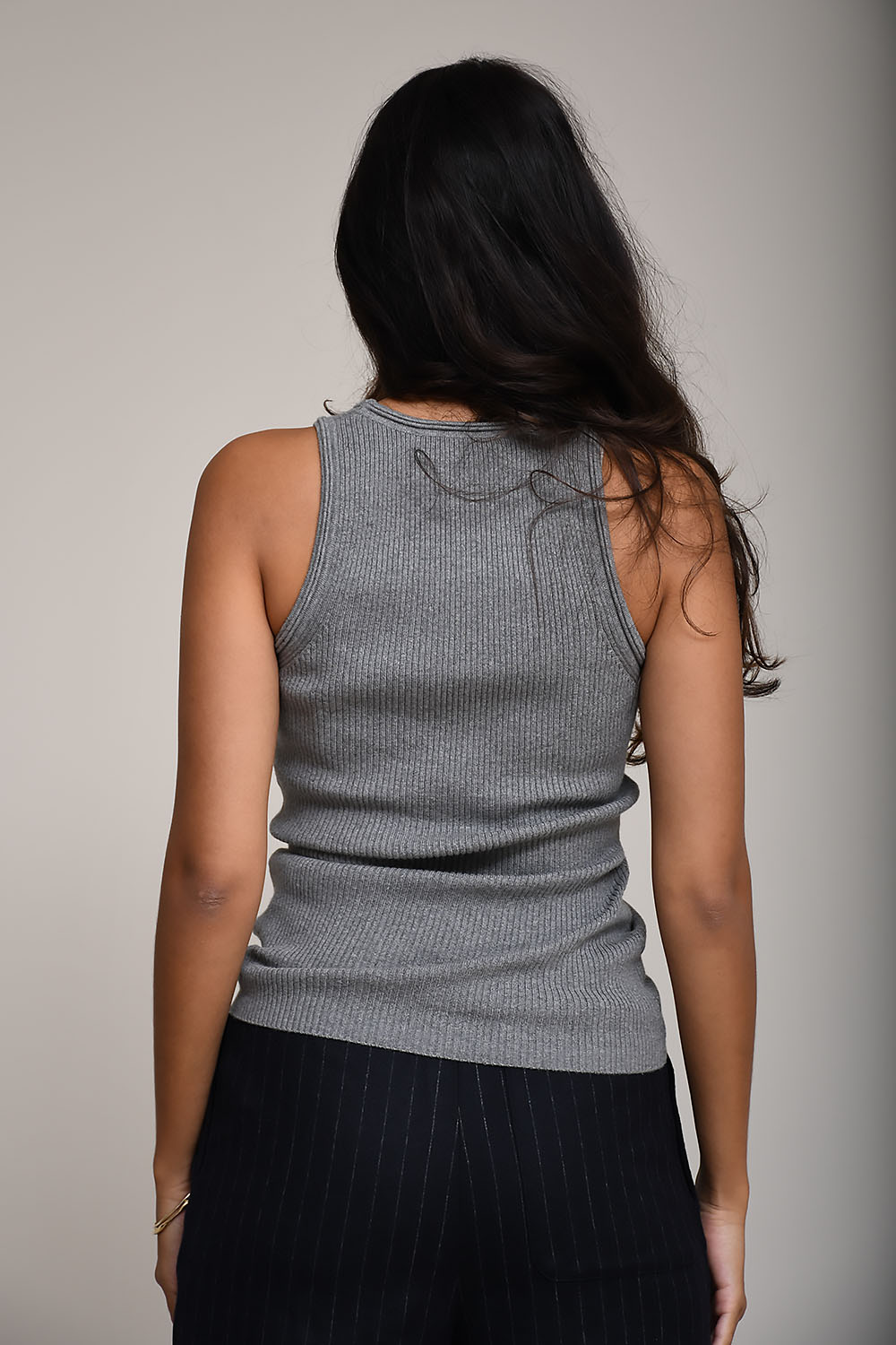 Ribbed cotton/cashmere tank top