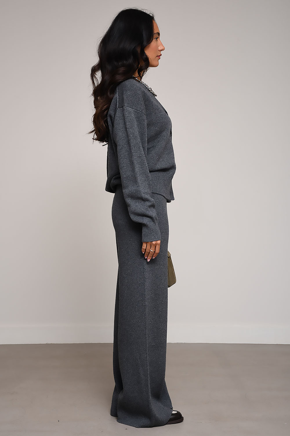 Rhea - Knitted wool/cashmere wide-leg pants