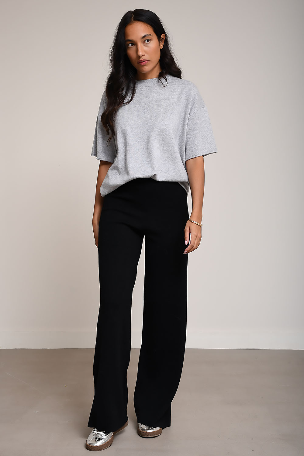 Rhea - Knitted wool/cashmere wide-leg pants