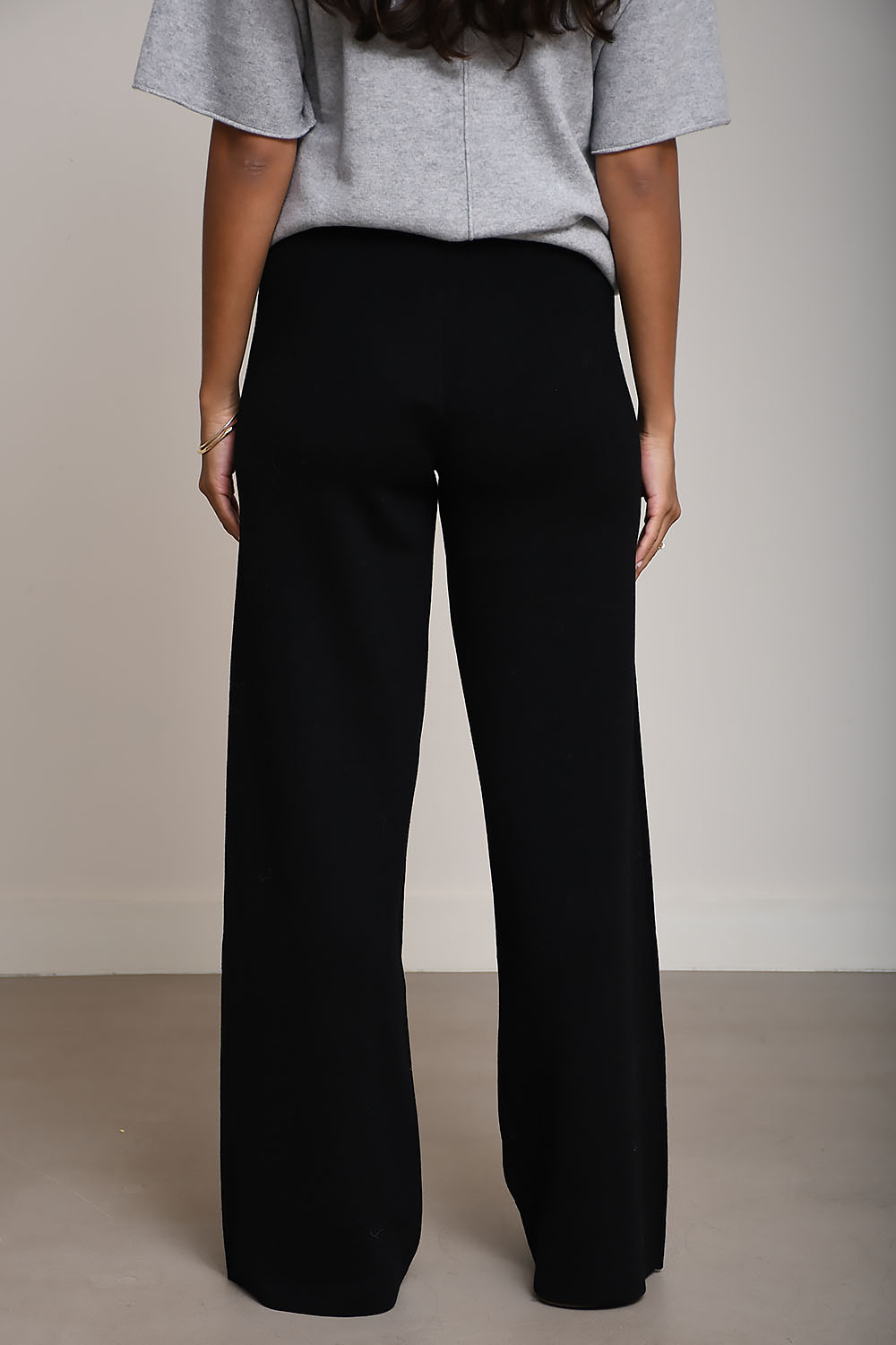 Knitted wool/cashmere wide-leg pants