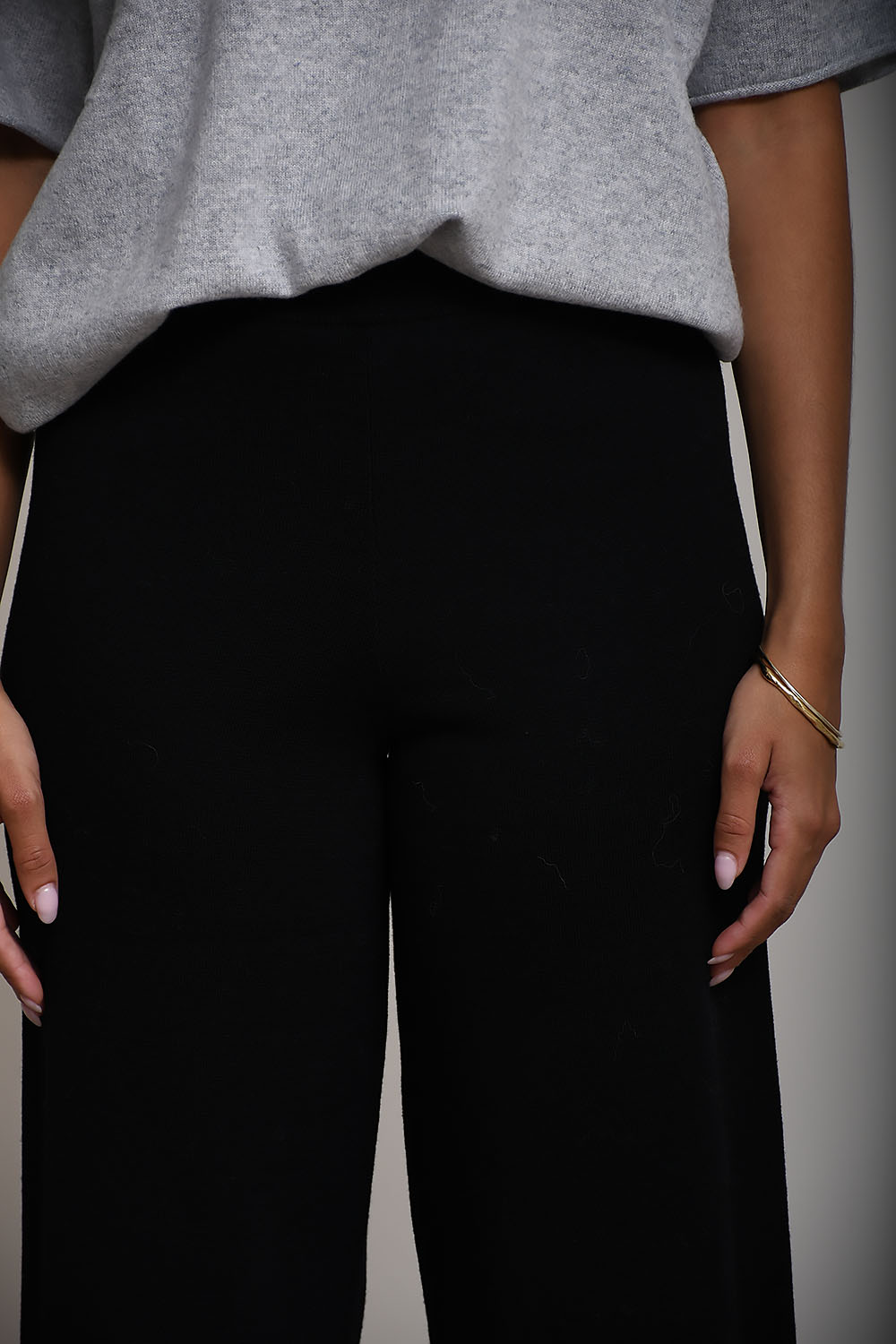 Knitted wool/cashmere wide-leg pants