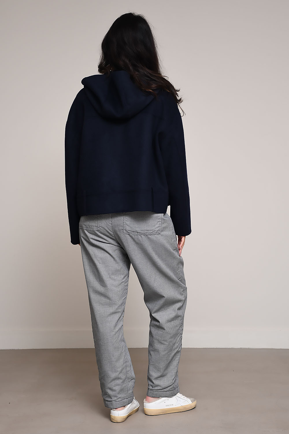 Patterned checked reversible pants