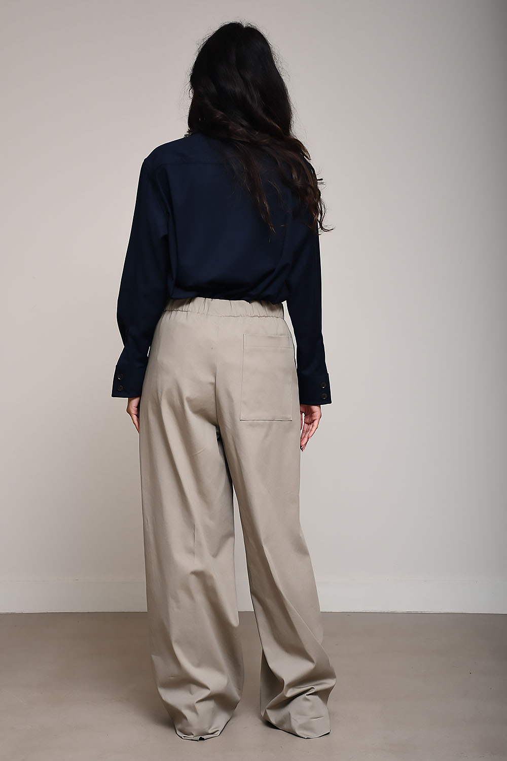 Cotton twill stretch loose pants