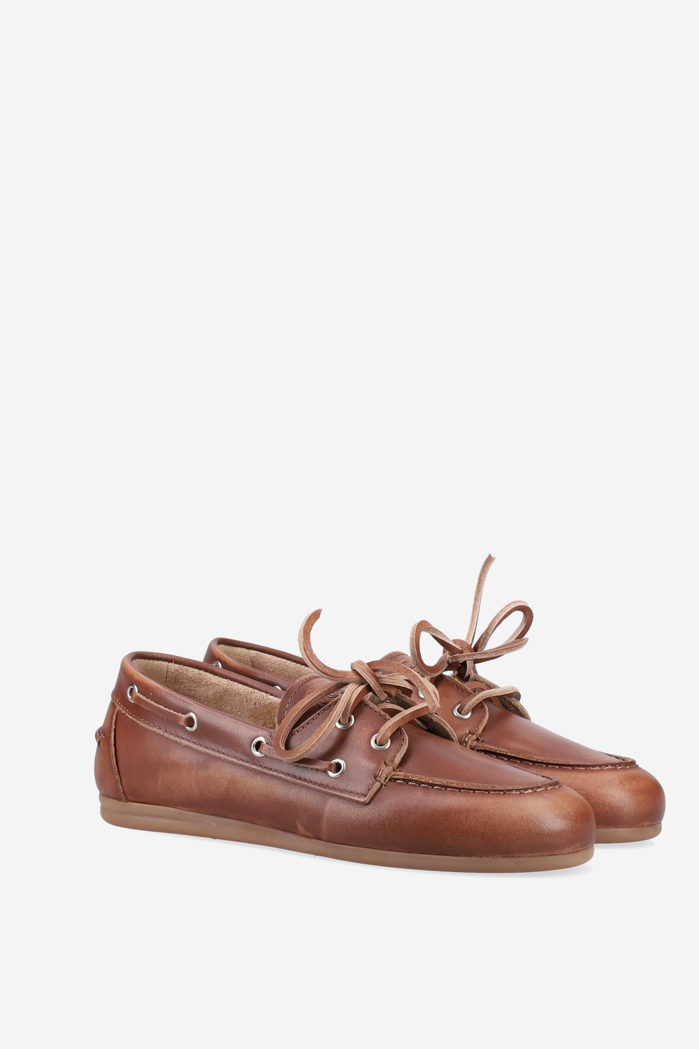 Brushed leather boat loafers