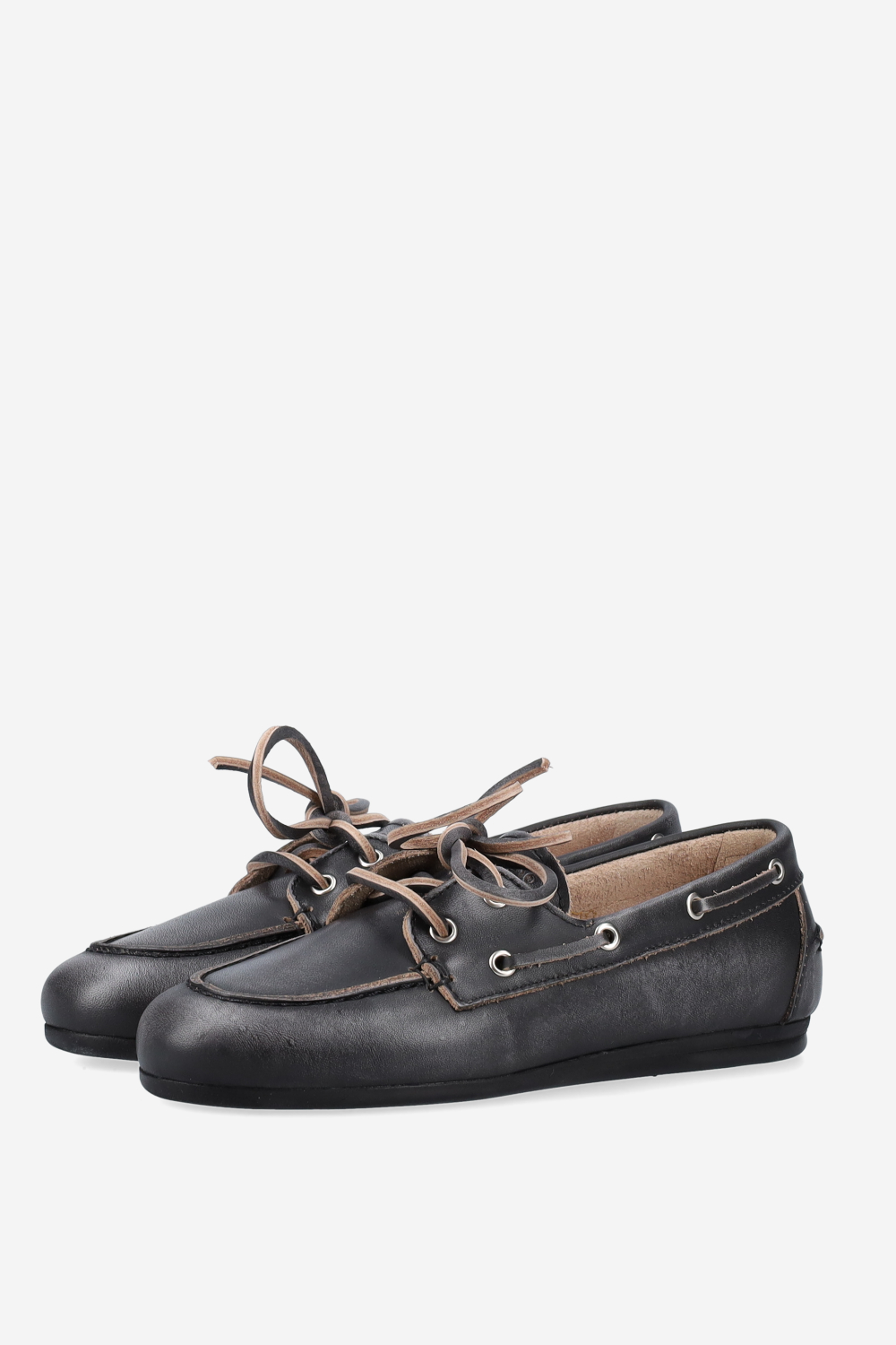 Brushed leather boat loafers