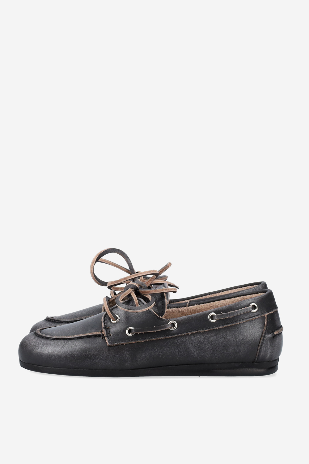 Brushed leather boat loafers