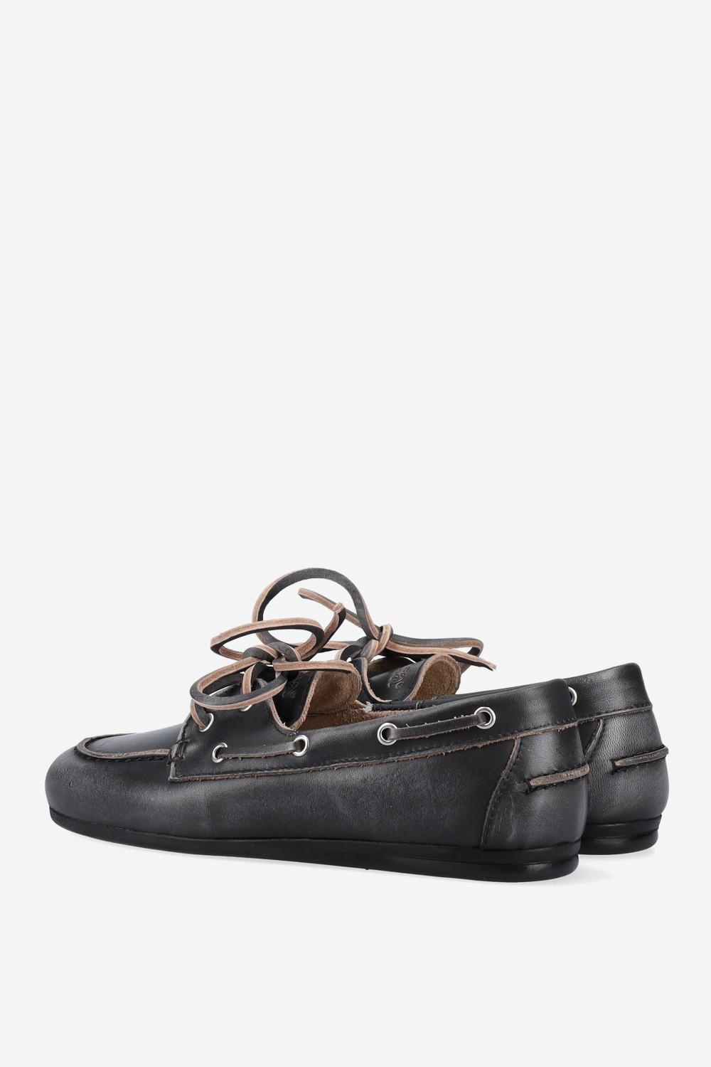 Brushed leather boat loafers