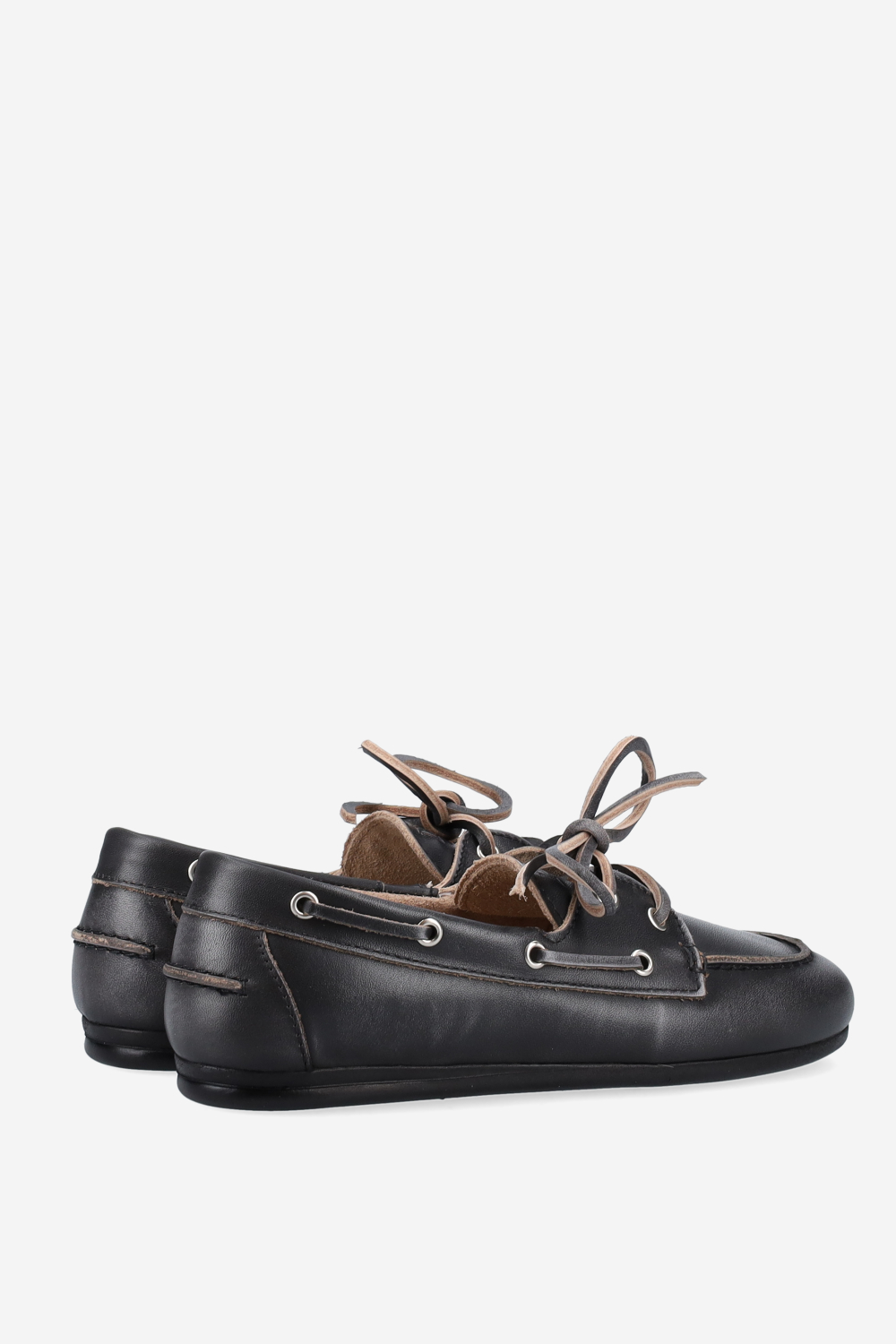 Brushed leather boat loafers