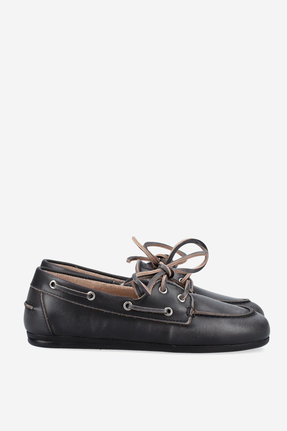 Brushed leather boat loafers