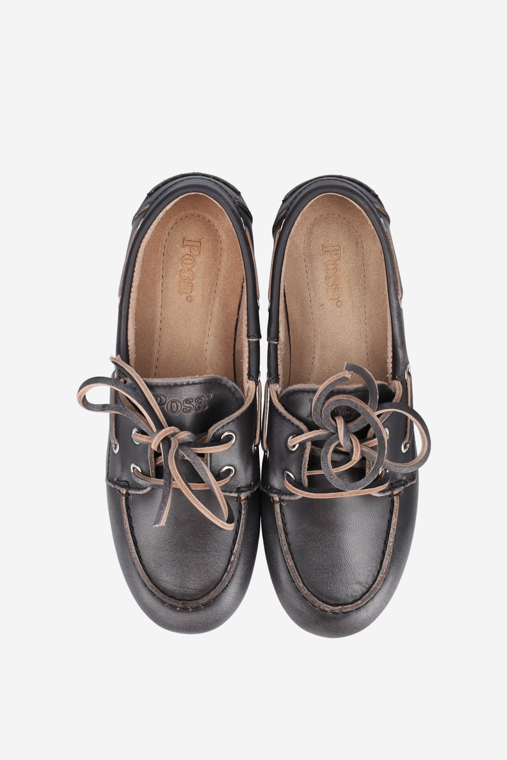 Brushed leather boat loafers