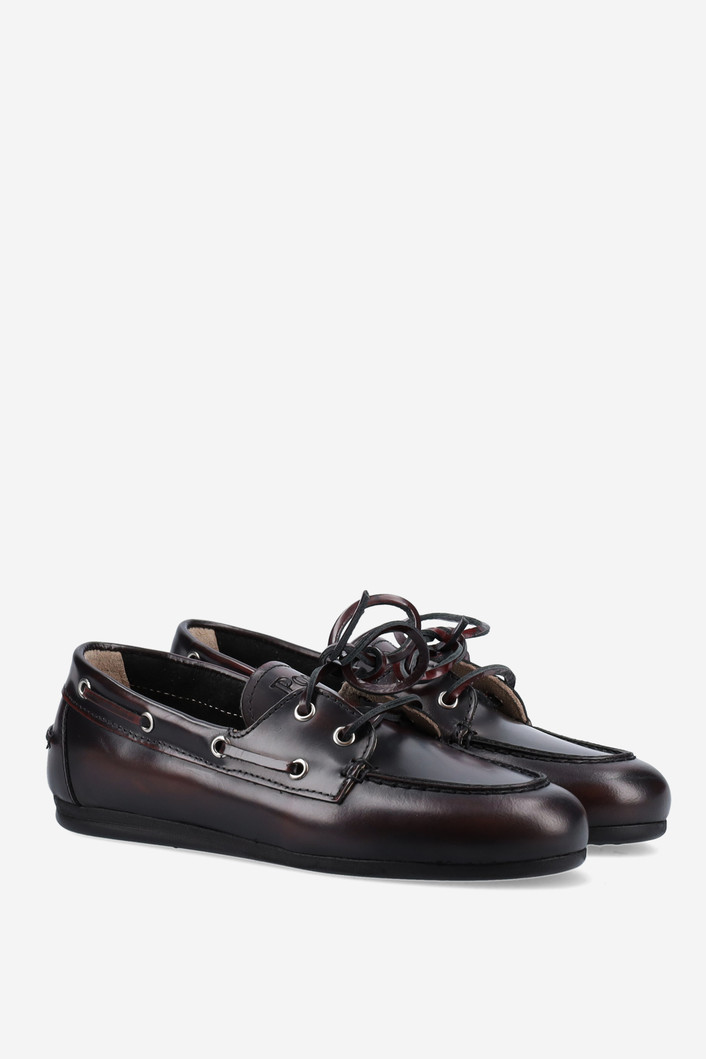 Brushed leather boat loafers